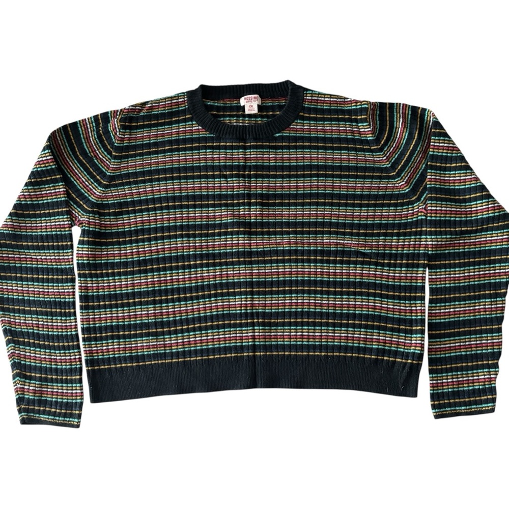 Loose Striped Cropped Sweater, Size XXL